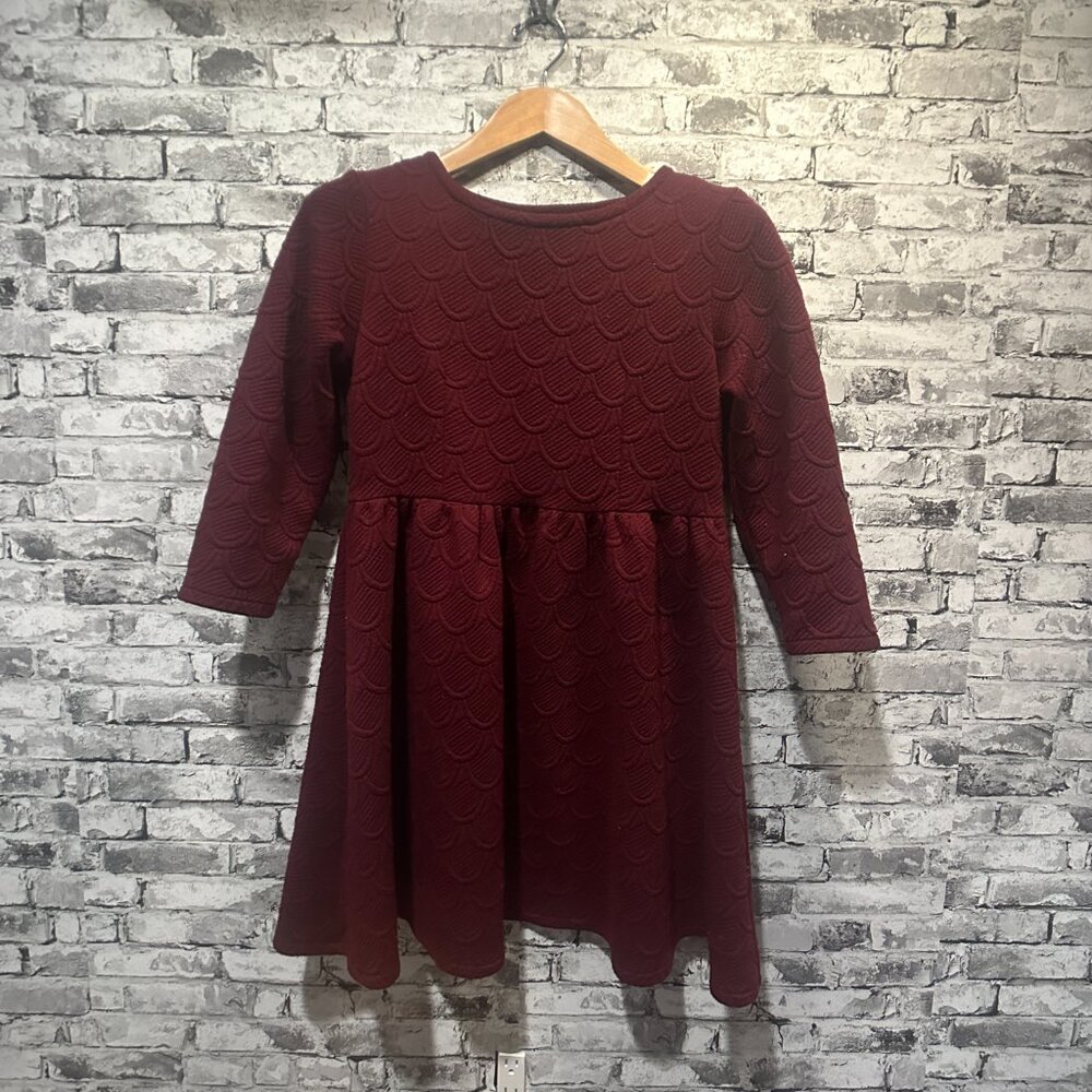 EUC Kling Burgundy Fit & Flare Long Sleeve Dress Size Medium